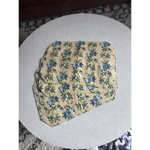 Longaberger Fabric Rose Trellis Placemat set of 4 - Yellow Blue Cottage Core